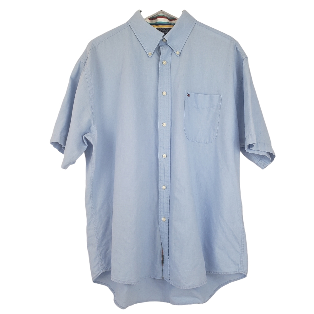 Tommy Hilfiger Linen Blend Shirt Size XL in Blue